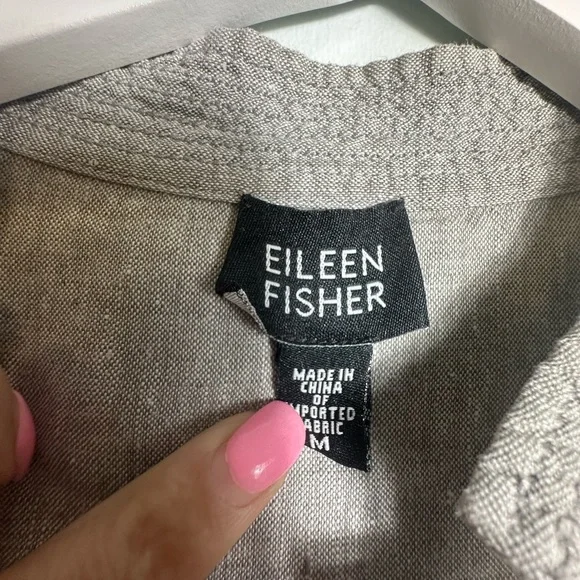 Eileen Fisher  Linen Gray Shirt Medium - Picture 6 of 11